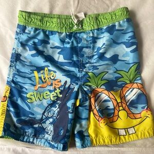 Nickelodeon Blue and Green SpongeBob Swim Shorts, size 6/7